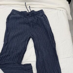 Stretch Navy Pinstripe Drawstring Pants